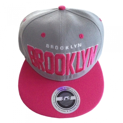 Casquette New York "Brooklyn" grise et rose