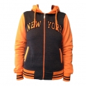 Veste à capuche New York gris anthracite / orange fluo