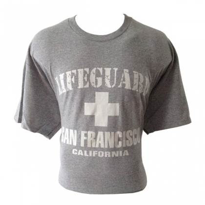 T-Shirt San Francisco "Lifeguard" gris clair et blanc