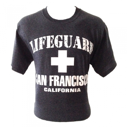 T-Shirt San Francisco "Lifeguard" gris anthracite et blanc
