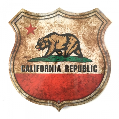 Plaque Métallique Californie "vieillie"
