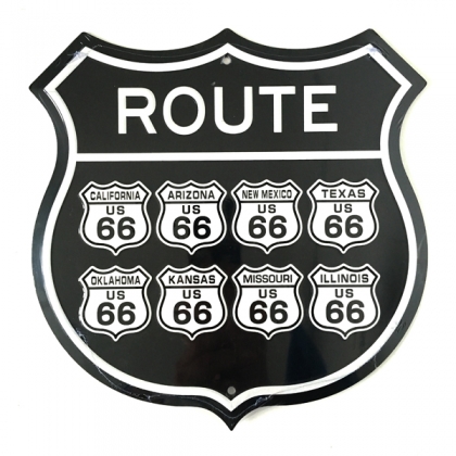 Plaque Métallique Route 66 "Logo" Noire