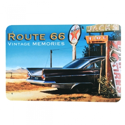 Plaque Métallique Route 66 "Dessin" Vintage Memories