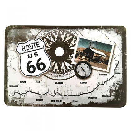 Plaque Métallique Route 66 "Dessin"