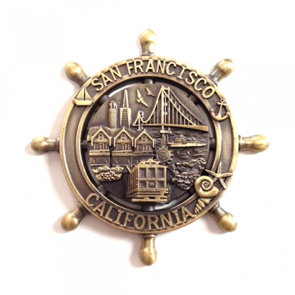 Magnet San Francisco "Gouvernail" Métal Doré