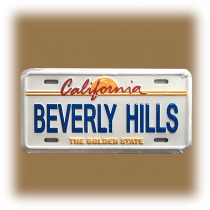Magnet Beverly Hills "Plaque Immatriculation" blanc