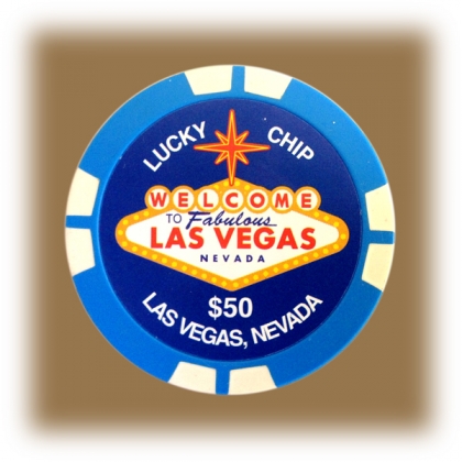 Jeton de casino aimanté Las Vegas $50 bleu