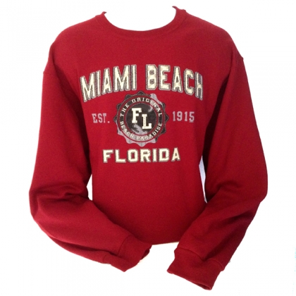 Sweat Shirt Miami Beach bordeaux