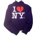 Sweat Shirt (Hoodie) à capuche "I Love New York" violet