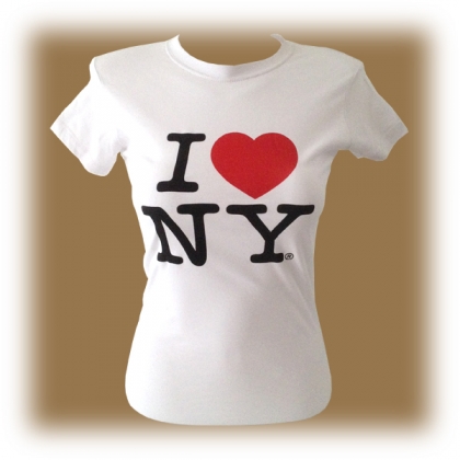 T-Shirt femme col rond "I Love New York" blanc