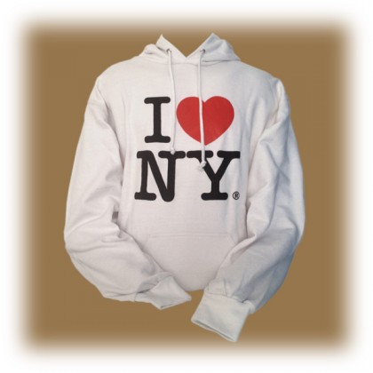 Sweat Shirt (Hoodie) à capuche "I Love New York" blanc 