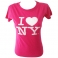 T-Shirt femme col rond "I Love New York" rose