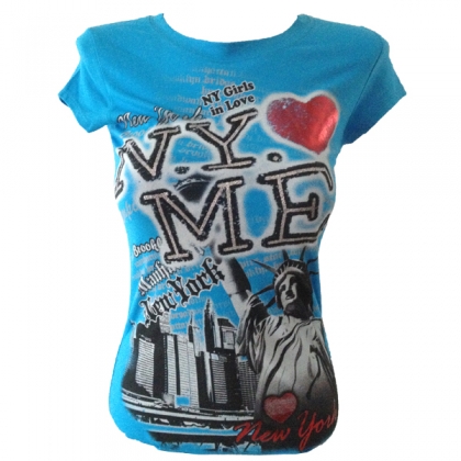 T-Shirt femme "Statue de la Liberté" turquoise