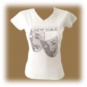 T-Shirt femme Strass "Broadway" blanc