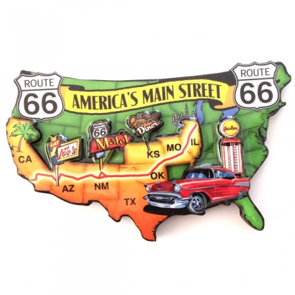 Magnet Route 66 "America's Main Street" 11 cms en relief