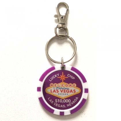 Porte Clé Las Vegas "Lucky Chip" $10000 violet