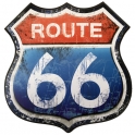 Plaque Métallique chromée en relief Route 66 "Logo" Couleur