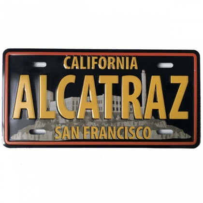 Magnet San Francisco "Plaque Immatriculation" Alcatraz jaune