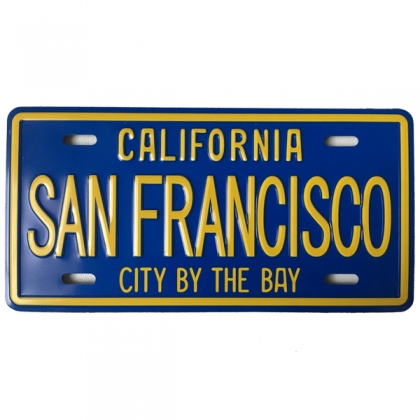 Magnet San Francisco "Plaque Immatriculation" bleu et jaune