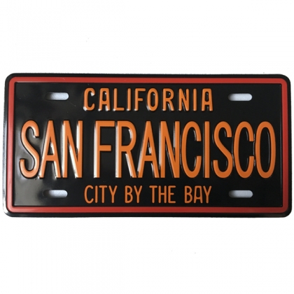 Magnet San Francisco "Plaque Immatriculation" noir et orange