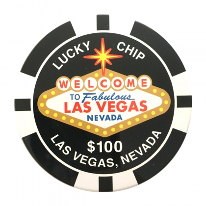 Magnet Jeton Géant Las Vegas $100 noir