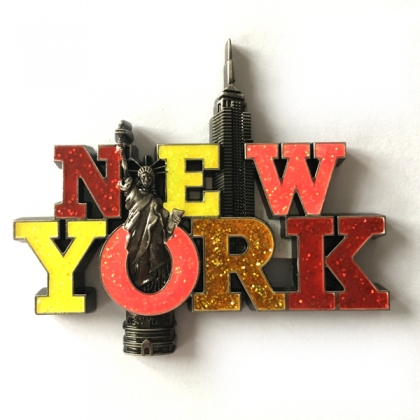 Magnet New York "Statue de la Liberté - Empire State Building" métal argent