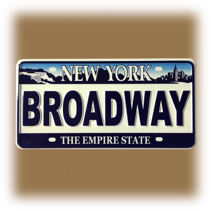 Magnet New York "Plaque Immatriculation" Broadway blanc
