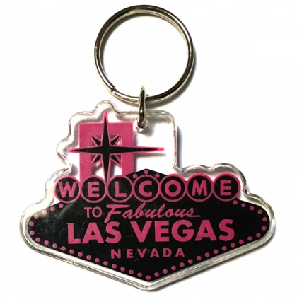 Porte Clé "Welcome to Fabulous Las Vegas" noir et rose