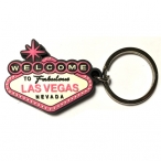 Porte Clé "Welcome to Fabulous Las Vegas" caoutchouc rose