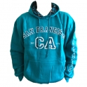 Sweat Shirt (Hoodie) à capuche San Francisco turquoise (carreaux)
