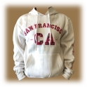 Sweat Shirt (Hoodie) à capuche San Francisco blanc/rose (carreaux)