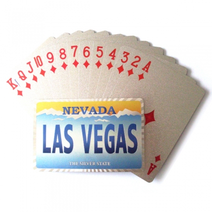 Jeu de Cartes de Luxe Las Vegas "Plaque" argent