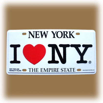 Plaque Métallique New York "I Love NY" blanche