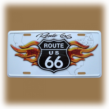 Plaque Métallique Route 66 "Fire"