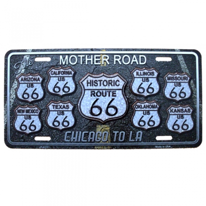 Plaque Métallique Route 66 "Mother Road"