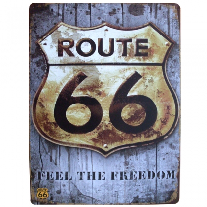 Grande Plaque Métallique Route 66 "Feel The Freedom"