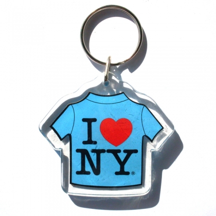 Porte Clé New York "T-Shirt" I Love NY plastique bleu