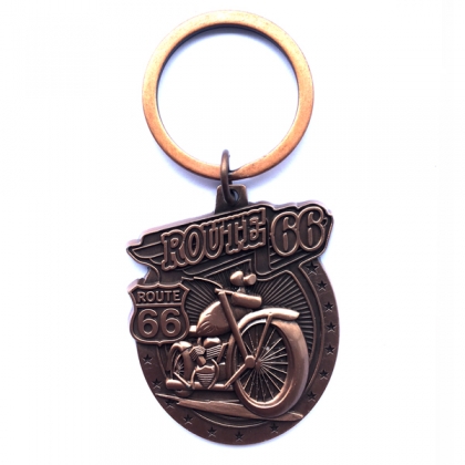 Porte Clé Route 66 Harley Davidson métal bronze - ALL IN USA