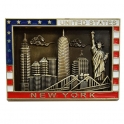 Magnet New York "Monuments - USA Flag" métal doré