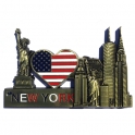 Magnet New York "I Love NY Monuments" métal doré