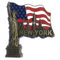 Magnet New York "Statue de la Liberté - USA Flag" métal doré