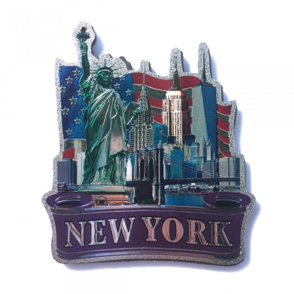 Magnet New York "Monuments" Ruban violet métallisé
