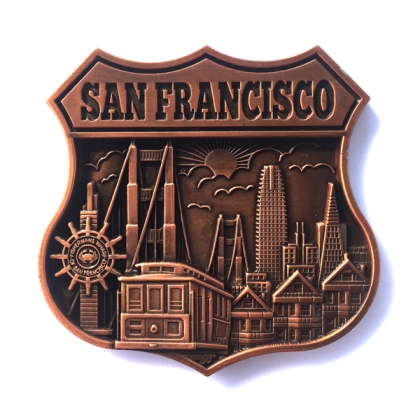 Magnet San Francisco "Route 66 Logo" Monuments cuivre