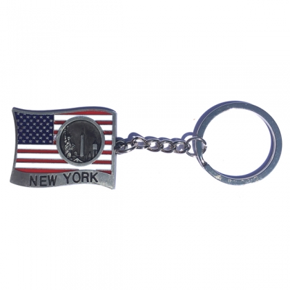 Porte Clé New York "USA Flag" Monuments argent