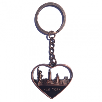 Porte Clé New York "Coeur" Skyline cuivre