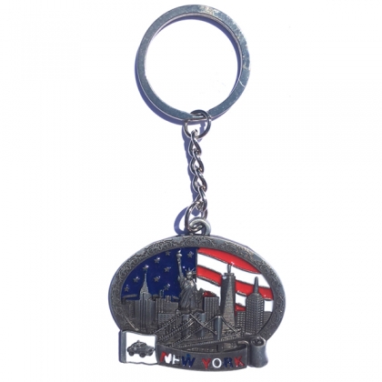 Porte Clé New York "USA Flag" Monuments argent