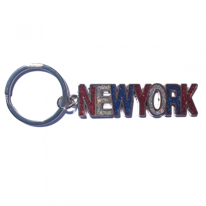 Porte Clé New York "Letters" bleu blanc rouge brillant