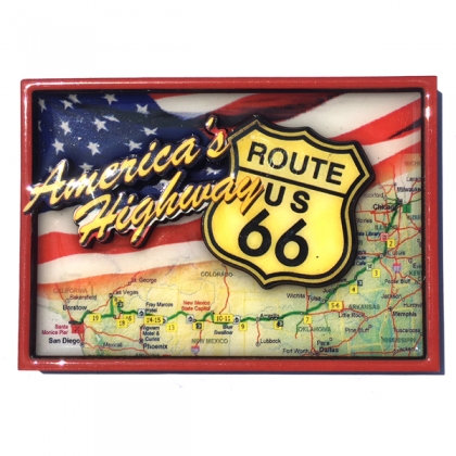 Magnet Route 66 "America's Highway" en relief Magnet Route 66 "America's Highway" en relief