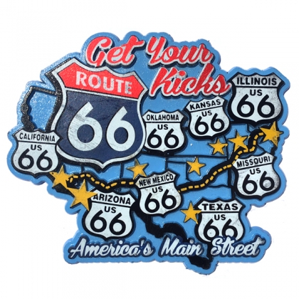 Magnet Route 66 "Get Your Kicks"  Slick bleu