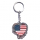 Porte Clé "USA" Coeur chromé